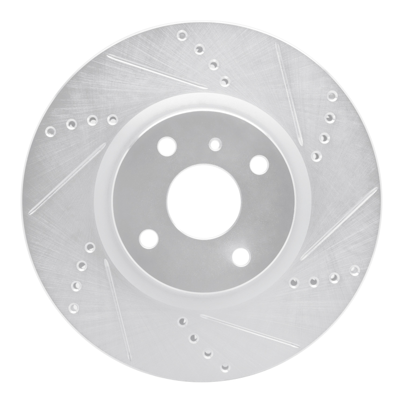 Fiat 124 Spider Brake Rotor (1) - Front Right - R1 Concepts - Drilled & Slotted - Silver - `16-`25